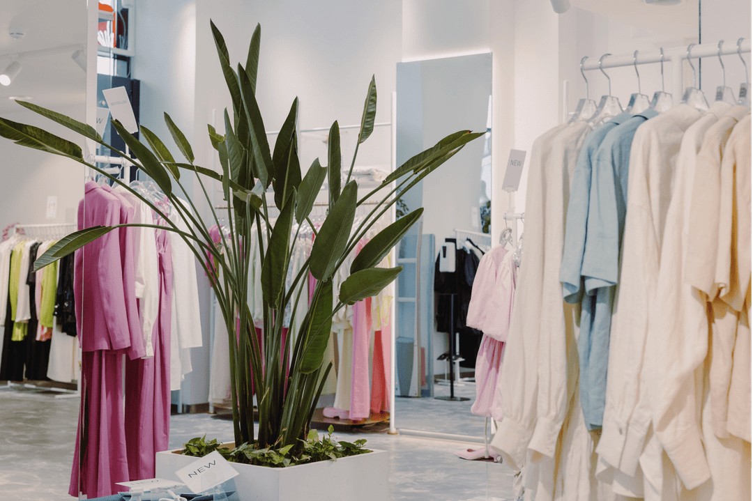 Fashion items on display